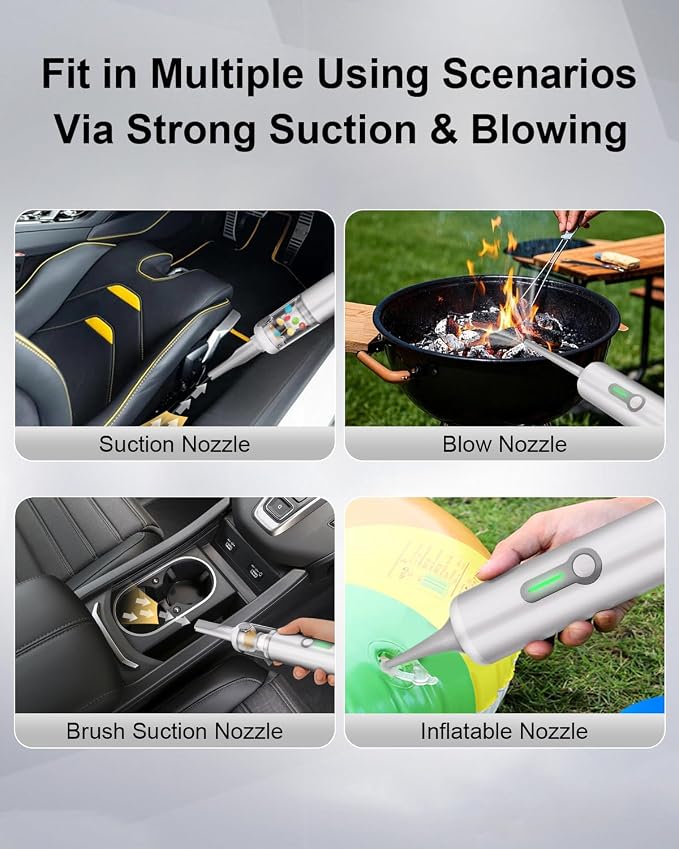 Portable Car Vacuum, Versatile 4-in-1 Vaccum, 20,000Pa Suction Power, 3 Sunction Modes, Lightweight, Up to 30 Min Runtime