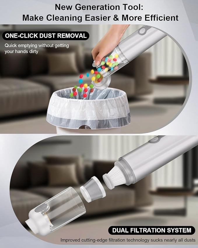 Portable Car Vacuum, Versatile 4-in-1 Vaccum, 20,000Pa Suction Power, 3 Sunction Modes, Lightweight, Up to 30 Min Runtime