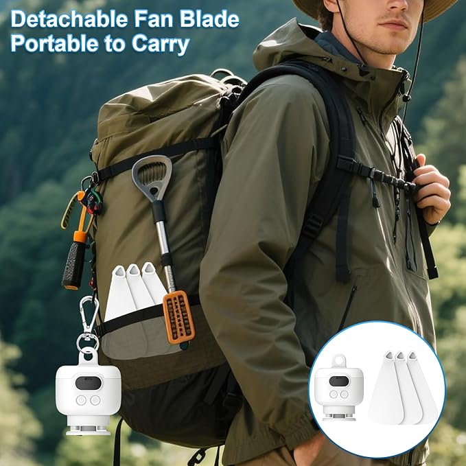 Portable Ceiling Fan for Tent,8000mAh Battery Operated Ceiling Fan,RV Fan Rechargeable,3 Detachable Blades,Auto Shut-off,4