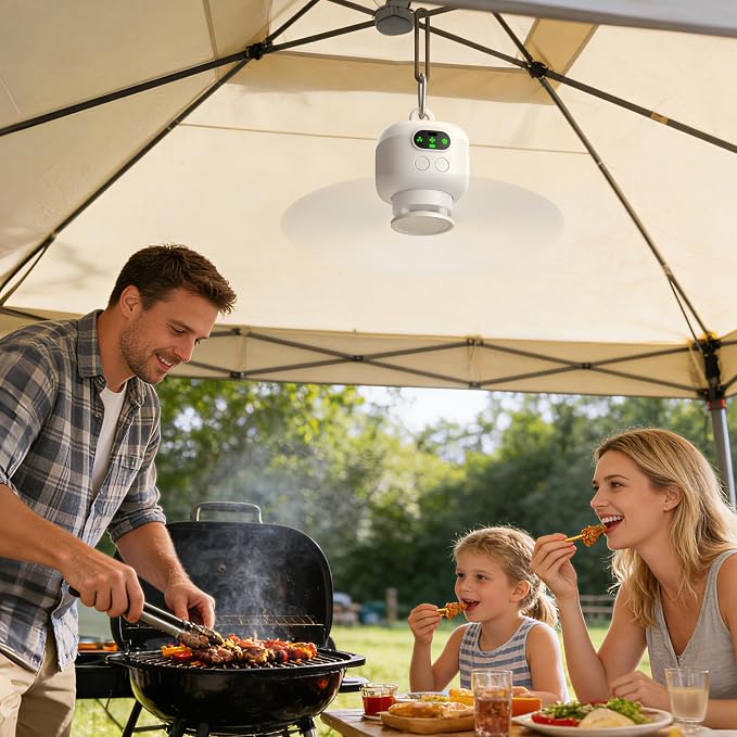 Portable Ceiling Fan for Tent,8000mAh Battery Operated Ceiling Fan,RV Fan Rechargeable,3 Detachable Blades,Auto Shut-off,4