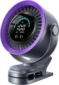 Portable Clip on Fan, 100-Speed Rechargeable USB Fan with LED Display, 360° Rotation & Strong Airflow Desk Fan, Up to 17