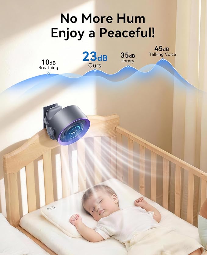 Portable Clip on Fan, 100-Speed Rechargeable USB Fan with LED Display, 360° Rotation & Strong Airflow Desk Fan, Up to 17
