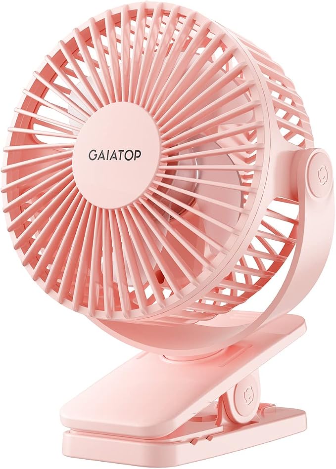 Portable Clip on Fan Battery Operated, Small Powerful 3 Speed Quiet 360° Rotate, USB Rechargeable Mini Personal Cooling Fan