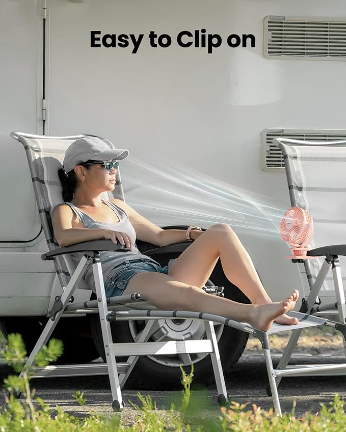Portable Clip on Fan Battery Operated, Small Powerful 3 Speed Quiet 360° Rotate, USB Rechargeable Mini Personal Cooling Fan