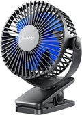 Portable Clip on Fan Battery Operated, Small Powerful 3 Speed Quiet 360° Rotate, USB Rechargeable Mini Personal Cooling Fan