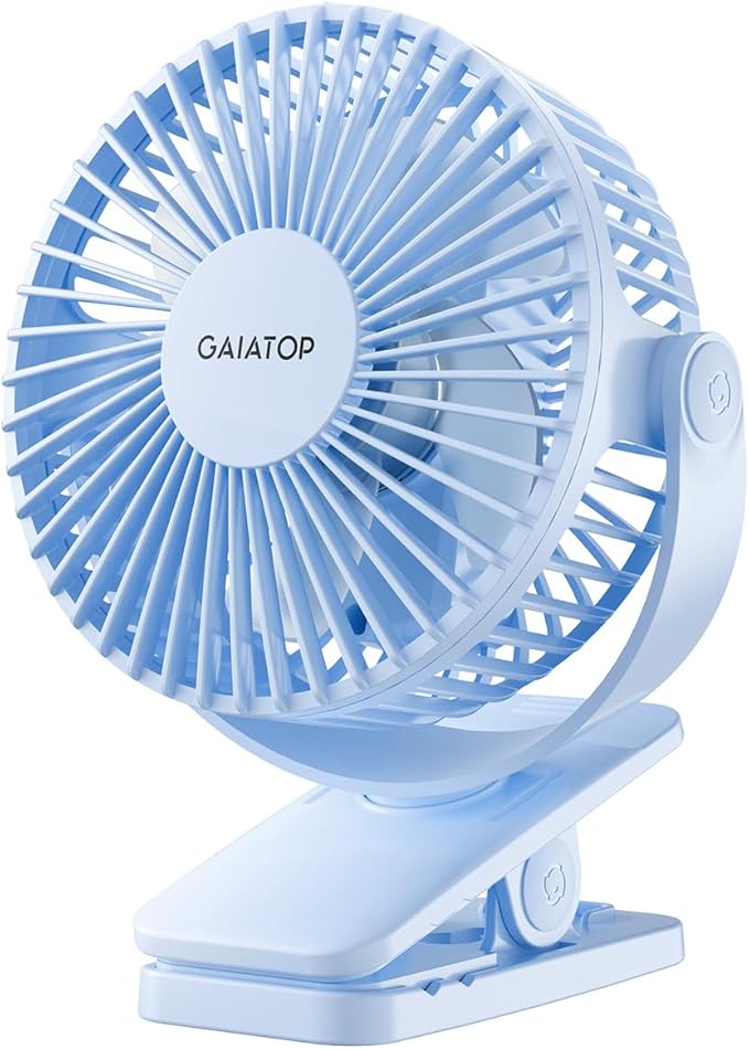 Portable Clip on Fan Battery Operated, Small Powerful 3 Speed Quiet 360° Rotate, USB Rechargeable Mini Personal Cooling Fan