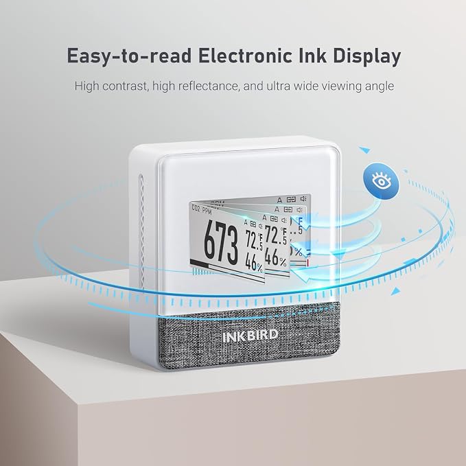 Portable CO2 Detector with Bluetooth, Smart Indoor Air Quality Monitor, can detects CO2, Temperature, Humidity, etc.