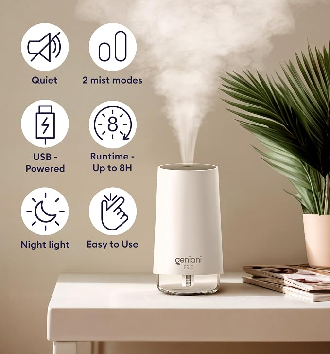 Portable Cool Mist Humidifiers for Bedroom & Office - Ultrasonic Humidifier for Home, Baby, Small Room with Auto Shut Off