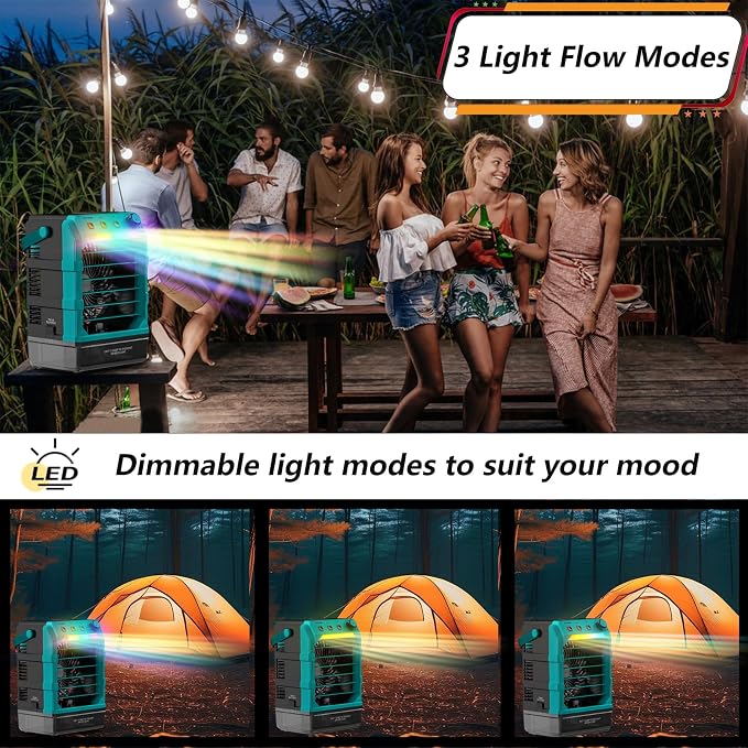 Portable Cooling Fan Compatible for Makita 18V Battery(No Battery) w/USB Input Powered, Outdoor Camping Fan w/Mist, Timing