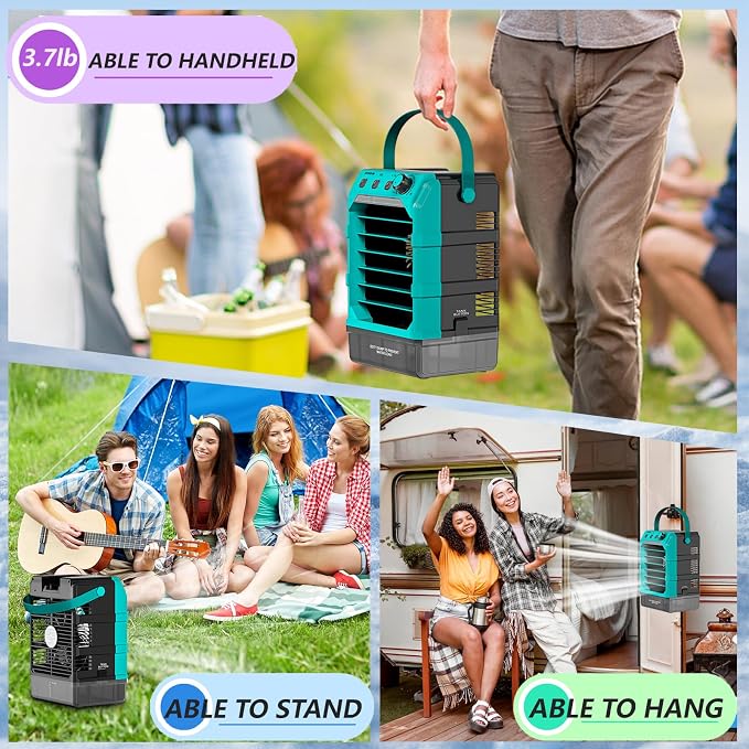 Portable Cooling Fan Compatible for Makita 18V Battery(No Battery) w/USB Input Powered, Outdoor Camping Fan w/Mist, Timing