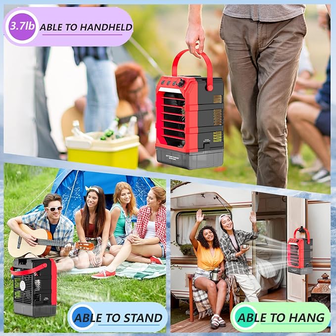 Portable Cooling Fan Compatible for 18V Battery(No Battery) w/USB Input Powered, Outdoor Camping Fan w/Mist, Timing