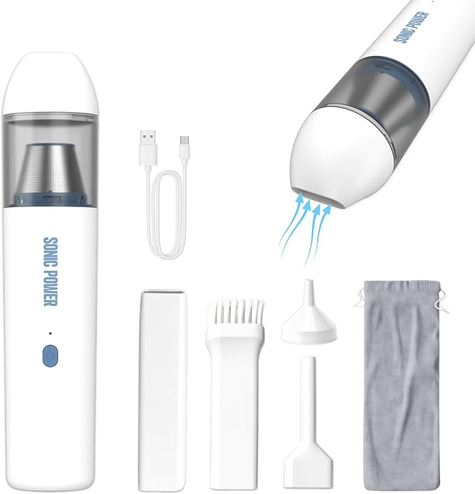 Portable Cordless Car Vacuum, 15000Pa High Suction Handheld Vacuum Cleaner, 2-in-1 Vacuum & Blower, with 4 Attachments &