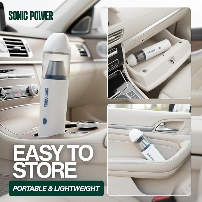 Portable Cordless Car Vacuum, 15000Pa High Suction Handheld Vacuum Cleaner, 2-in-1 Vacuum & Blower, with 4 Attachments &