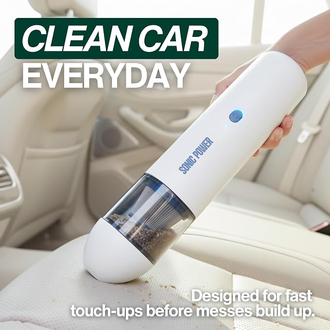 Portable Cordless Car Vacuum, 15000Pa High Suction Handheld Vacuum Cleaner, 2-in-1 Vacuum & Blower, with 4 Attachments &
