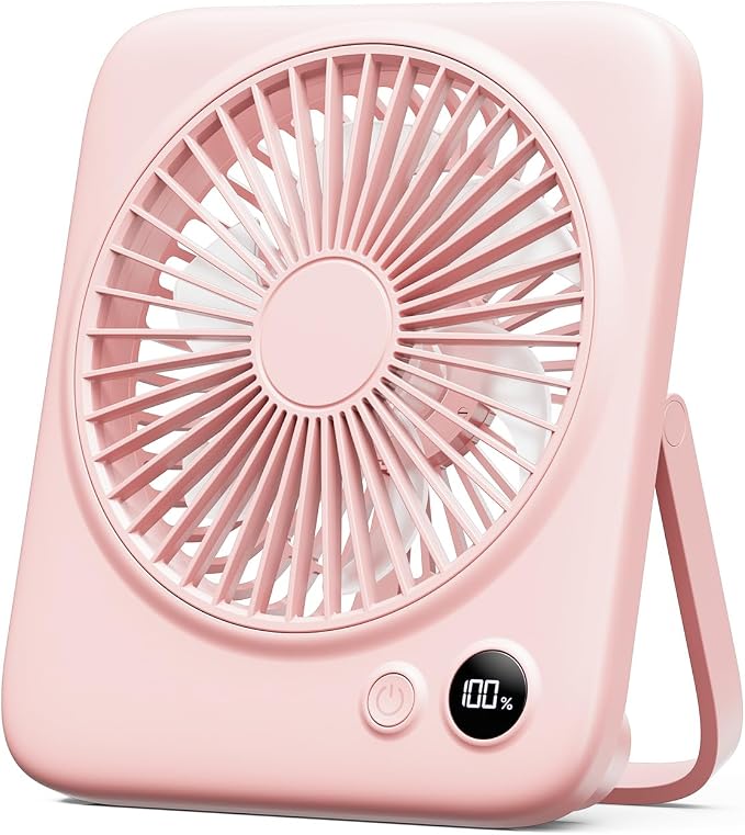 Portable Desk Fan 6.5 Inch, 4000mAh Rechargeable Battery Operated & USB Powered, 23Hrs Cordless Small Personal Fan 4-Speed