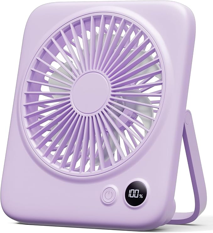 Portable Desk Fan 6.5 Inch, 4000mAh Rechargeable Battery Operated & USB Powered, 23Hrs Cordless Small Personal Fan 4-Speed