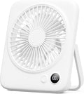 Portable Desk Fan 6.5 Inch, 4000mAh Rechargeable Battery Operated & USB Powered, 23Hrs Cordless Small Personal Fan 4-Speed