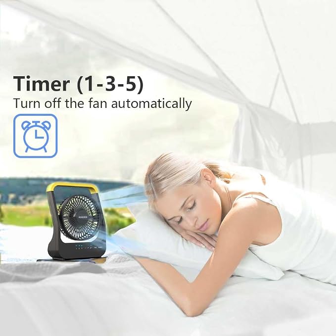 Portable Desk Fan, D Battery Operated Fan for Hurricane, Powered Fan by USB Cable 214H Long Lasting with Timer 6'' Portable