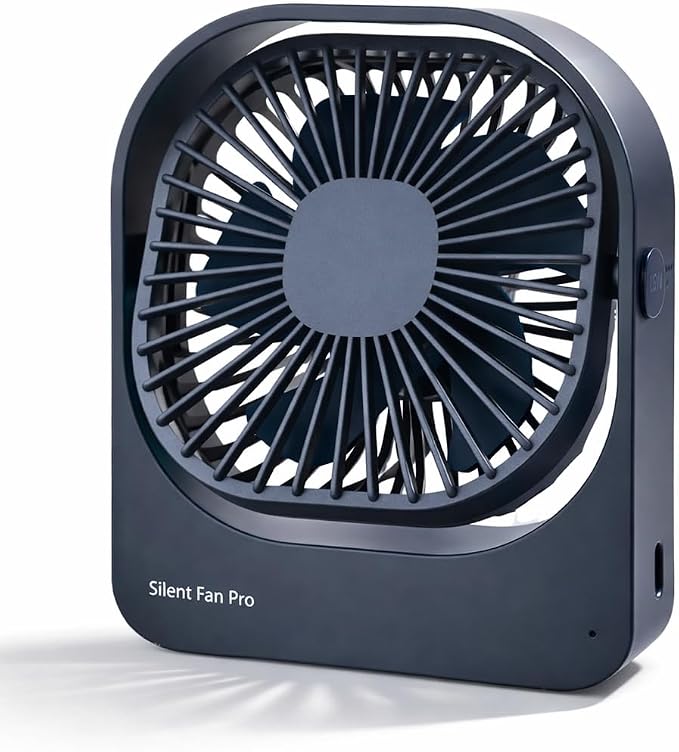 Portable Desk Fan,High-Capacity USB Rechargeable Cordless Small Fan with 360° Rotation, 3 Speeds Ultra Quiet Personal Fan for