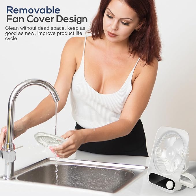 Portable Desk Fan - USB Rechargeable Small Personal Fan, Battery Operated with Variable Speeds, Ultra Quiet 180° Tilt