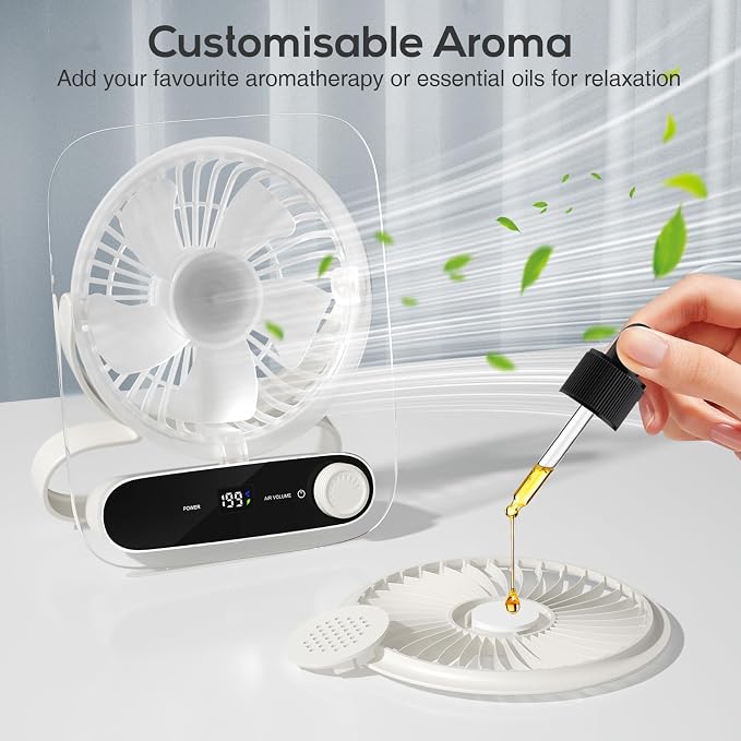 Portable Desk Fan - USB Rechargeable Small Personal Fan, Battery Operated with Variable Speeds, Ultra Quiet 180° Tilt