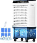Portable Evaporative Air Cooler, 1800 CFM Swamp Cooler with 6 Ice Box & 5.3 Gal Water Tank, 110° Swing, 3 Speeds, Upgraded