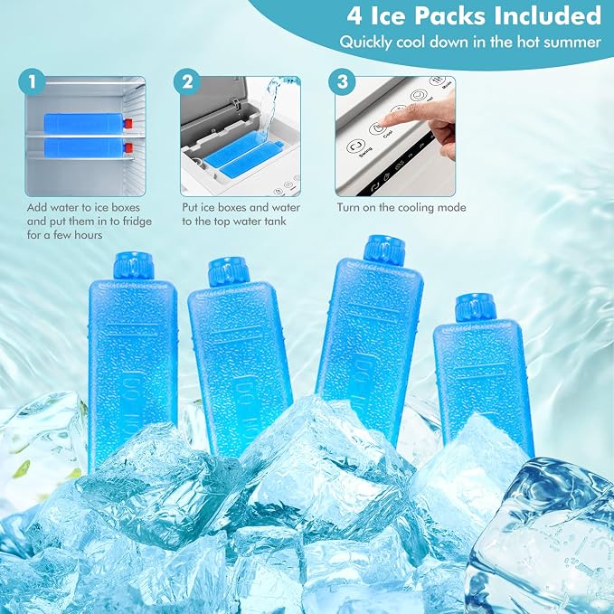Portable Evaporative Air Cooler, 3 in 1 Swamp Cooler with Remote Control, 7H Timer, 3 Wind Speeds, 3 Modes, 4 Ice Boxes