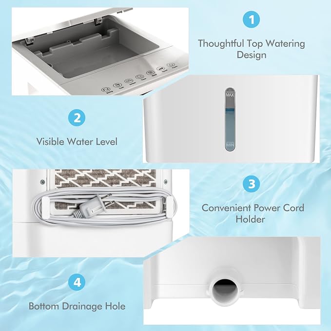 Portable Evaporative Air Cooler, 3 in 1 Swamp Cooler with Remote Control, 7H Timer, 3 Wind Speeds, 3 Modes, 4 Ice Boxes
