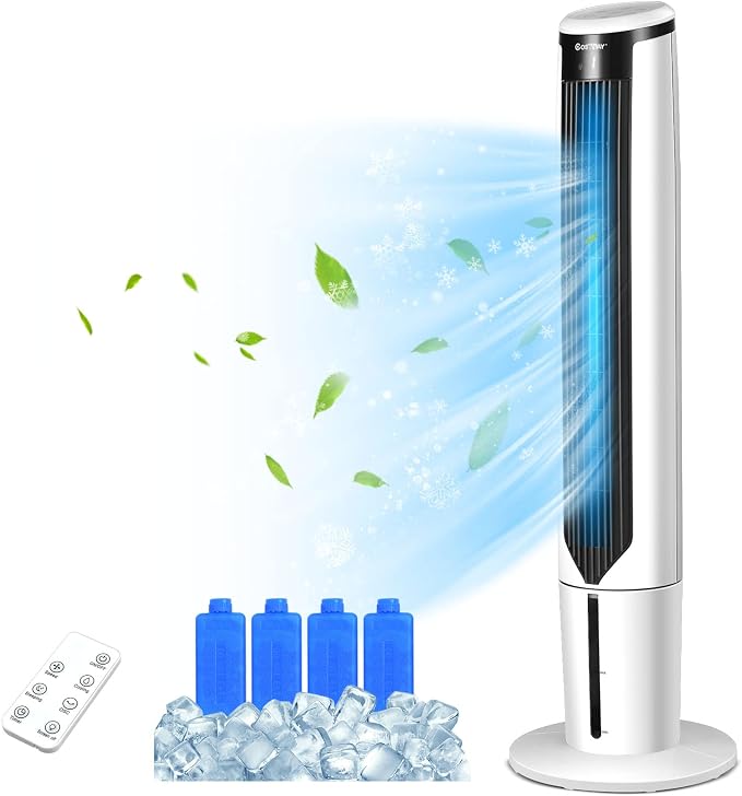 Portable Evaporative Air Cooler for Room, Quiet 41-inch Oscillating Air cooler with Remote, 3 Modes, 3 Speeds, LED Display