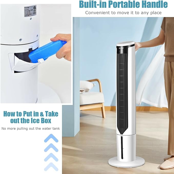 Portable Evaporative Air Cooler for Room, Quiet 41-inch Oscillating Air cooler with Remote, 3 Modes, 3 Speeds, LED Display