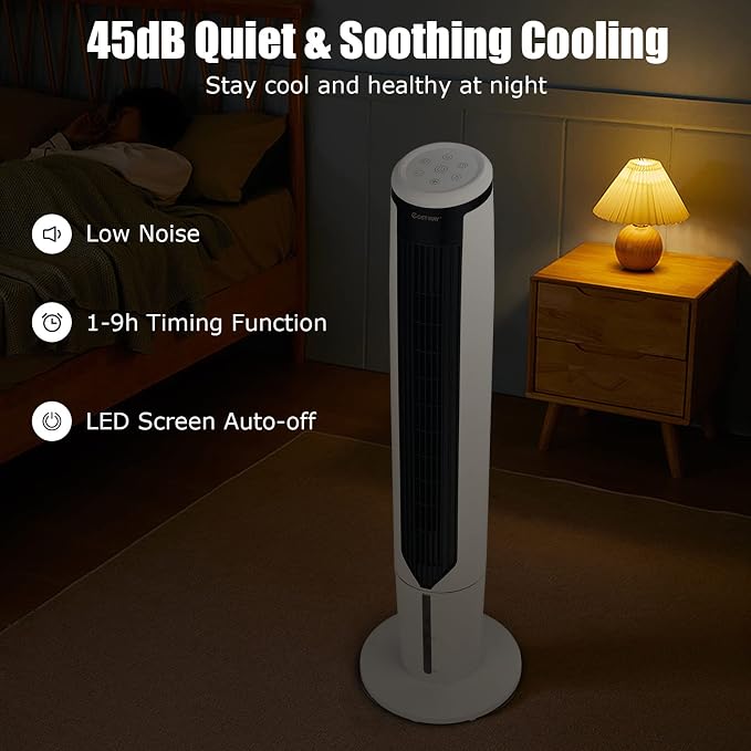Portable Evaporative Air Cooler for Room, Quiet 41-inch Oscillating Air cooler with Remote, 3 Modes, 3 Speeds, LED Display