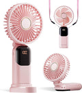 Portable Fan, 4200mAh Battery Operated Fan, 5 Speeds&Digital Display, Makeup Fans for Women with Base, 180°Foldable 3in1