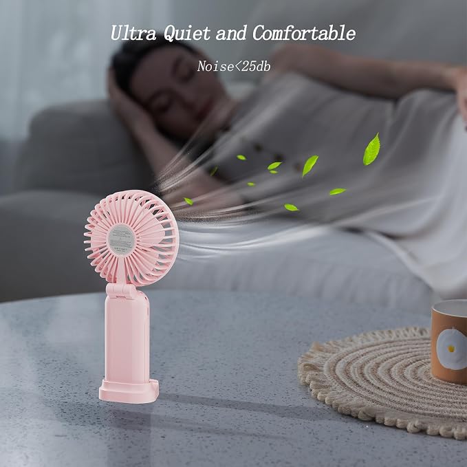 Portable Fan, 4200mAh Battery Operated Fan, 5 Speeds&Digital Display, Makeup Fans for Women with Base, 180°Foldable 3in1