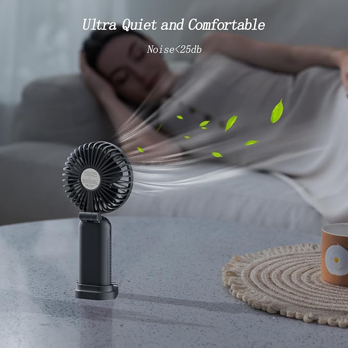 Portable Fan, 4200mAh Battery Operated Fan, 5 Speeds&Digital Display, Makeup Fans for Women with Base, 180°Foldable 3in1