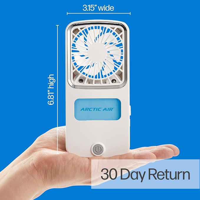 Portable Fan, Pocket Chill Handheld Mini Fan, Rechargeable Personal Air Cooler with Hydro-Chill Technology, 3 Speeds &