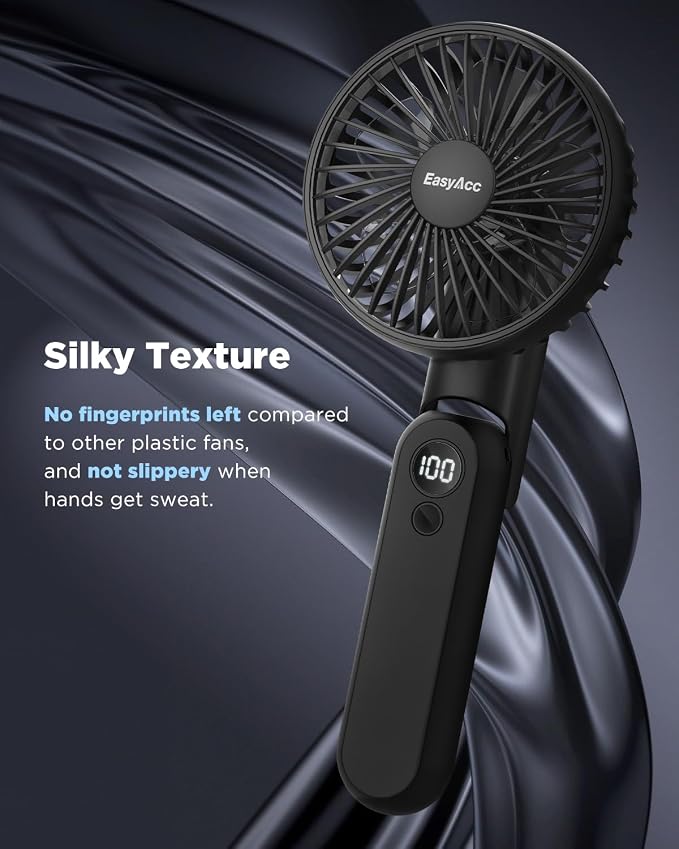 Portable Fan Rechargeable, Up to 32 Hrs + 5000mAh + 180°Foldable + Lanyard + Pocket Design Portable Handheld Hand Fan for