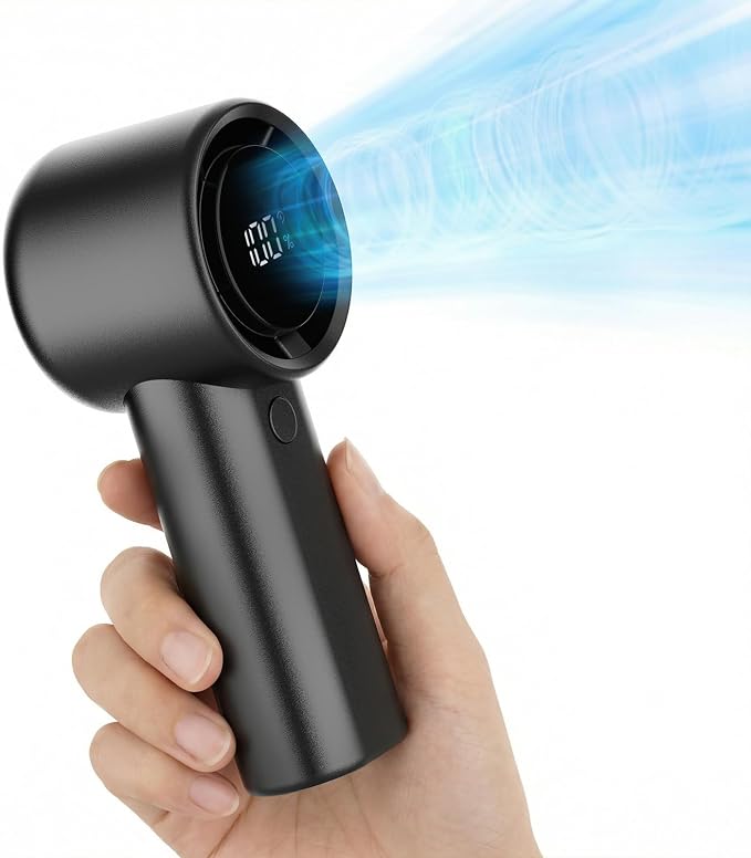 Portable Fan Rechargeable with 20H Battery Life, Mini Portable Handheld Fans with 5 Speeds & LED Display, 6.5m/s Strong