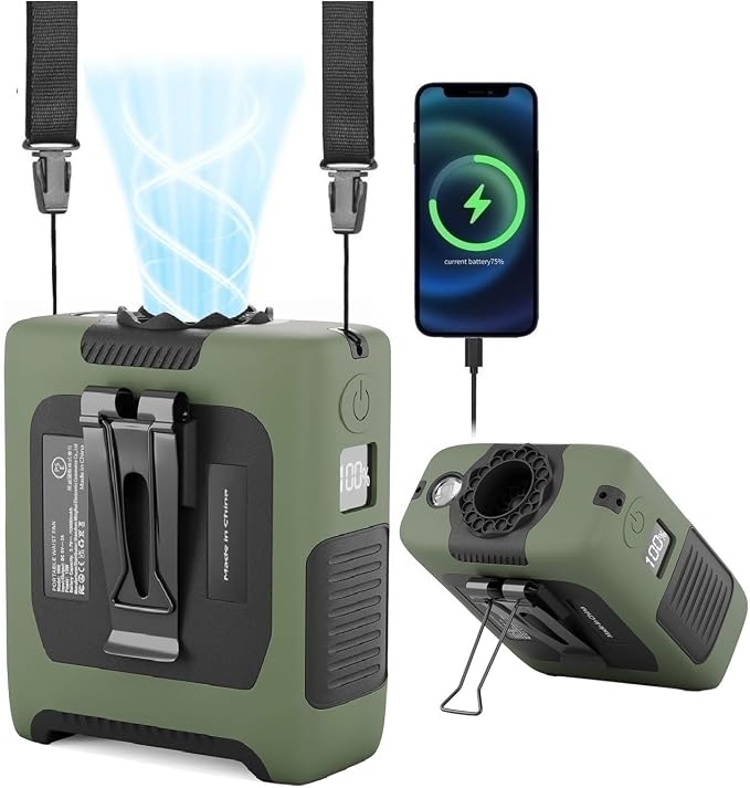 Portable Fan Wearable Personal Fan with 5 Speed Max 55 Working Hours Low Noise Portable Neck Fans Cooling Waist Fans for