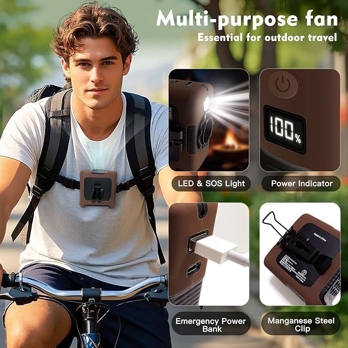 Portable Fan Wearable Personal Fan with 5 Speed Max 55 Working Hours Low Noise Portable Neck Fans Cooling Waist Fans for