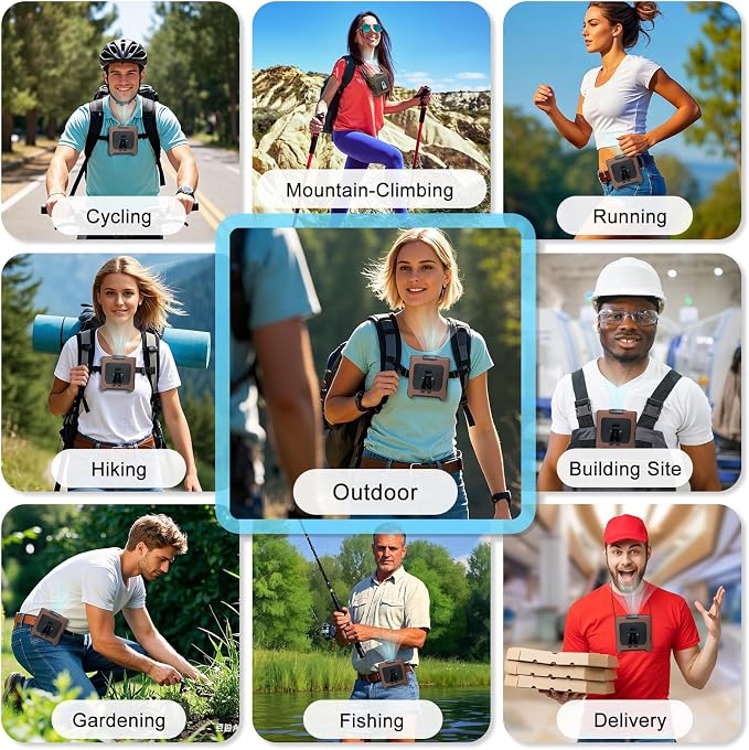 Portable Fan Wearable Personal Fan with 5 Speed Max 55 Working Hours Low Noise Portable Neck Fans Cooling Waist Fans for