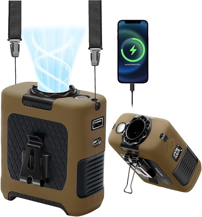 Portable Fan Wearable Personal Fan with 5 Speed Max 55 Working Hours Low Noise Portable Neck Fans Cooling Waist Fans for