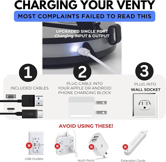 Portable Fan - Wireless Battery Operated Fan - 4 Speeds - LED Lighting - Carry Case & Remote Control - Cruise Travel
