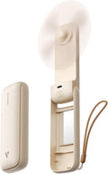 Portable Fan with Mirror, Thin Handheld Fan, USB Rechargeable Mini Personal [24H Max Cooling Time], product image
