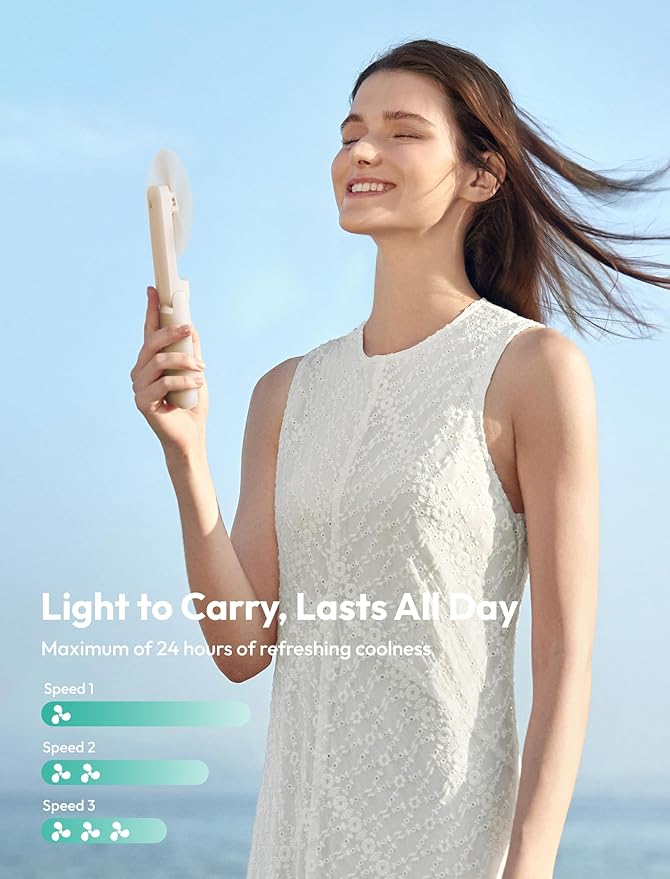 Portable Fan with Mirror, Thin Handheld Fan, USB Rechargeable Mini Personal [24H Max Cooling Time], alternate product view 5