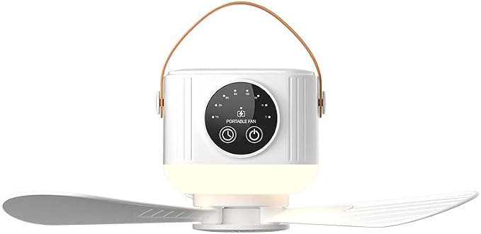 Portable Fan with Remote, Ultra Quiet USB Fan, 4 Speeds & 3 Warm Lights, Hanging Travel Fan with Timer, for Office, Bedroom