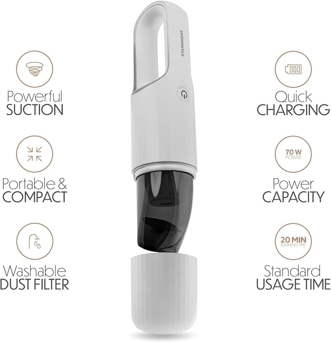 Portable Hand Vacuum Cleaner Handheld Cordless Cleaner for Dust Pet Hair Dirt, Home, Car Interior, Lightweight, Easy to Use
