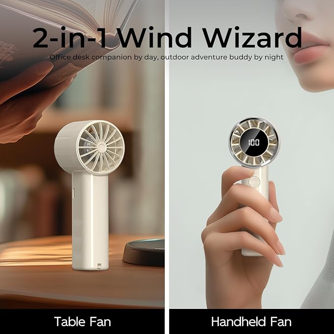 Portable Handheld Fan, 100 Speeds Adjustable Mini Personal fan, 3000mAh USB-C Rechargeable Battery Operated, Digital Display