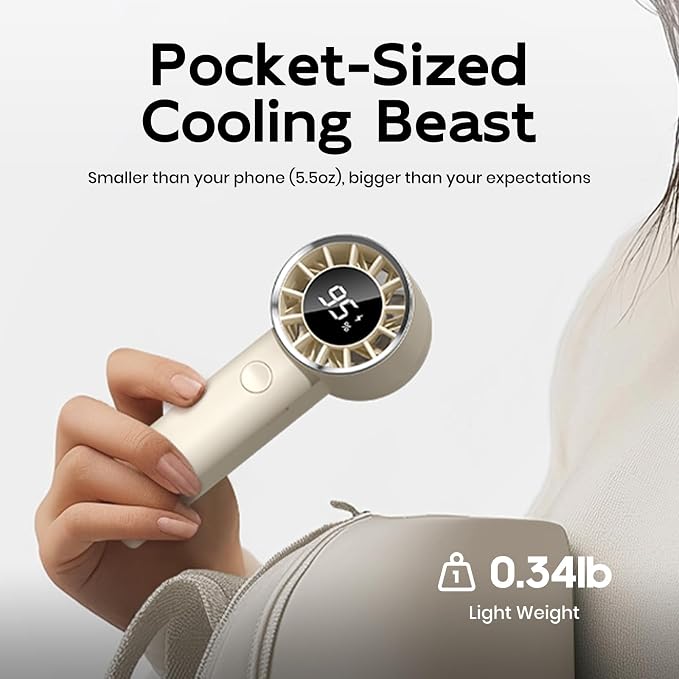 Portable Handheld Fan, 100 Speeds Adjustable Mini Personal fan, 3000mAh USB-C Rechargeable Battery Operated, Digital Display