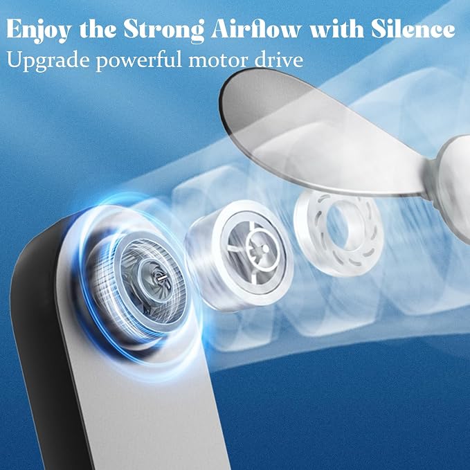 Portable Handheld Fan, 2 IN 1 Mini Hand Fan, Battery Operated [8-15 Working Hours], USB Rechargeable Personal Foldable Fan