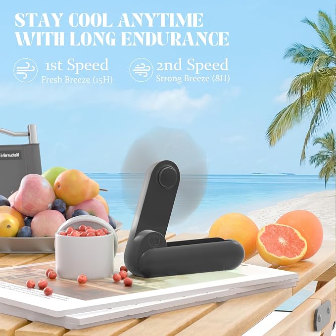 Portable Handheld Fan, 2 IN 1 Mini Hand Fan, Battery Operated [8-15 Working Hours], USB Rechargeable Personal Foldable Fan
